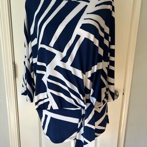 CLARA SUNWOO Navy and White Abstract Blouse